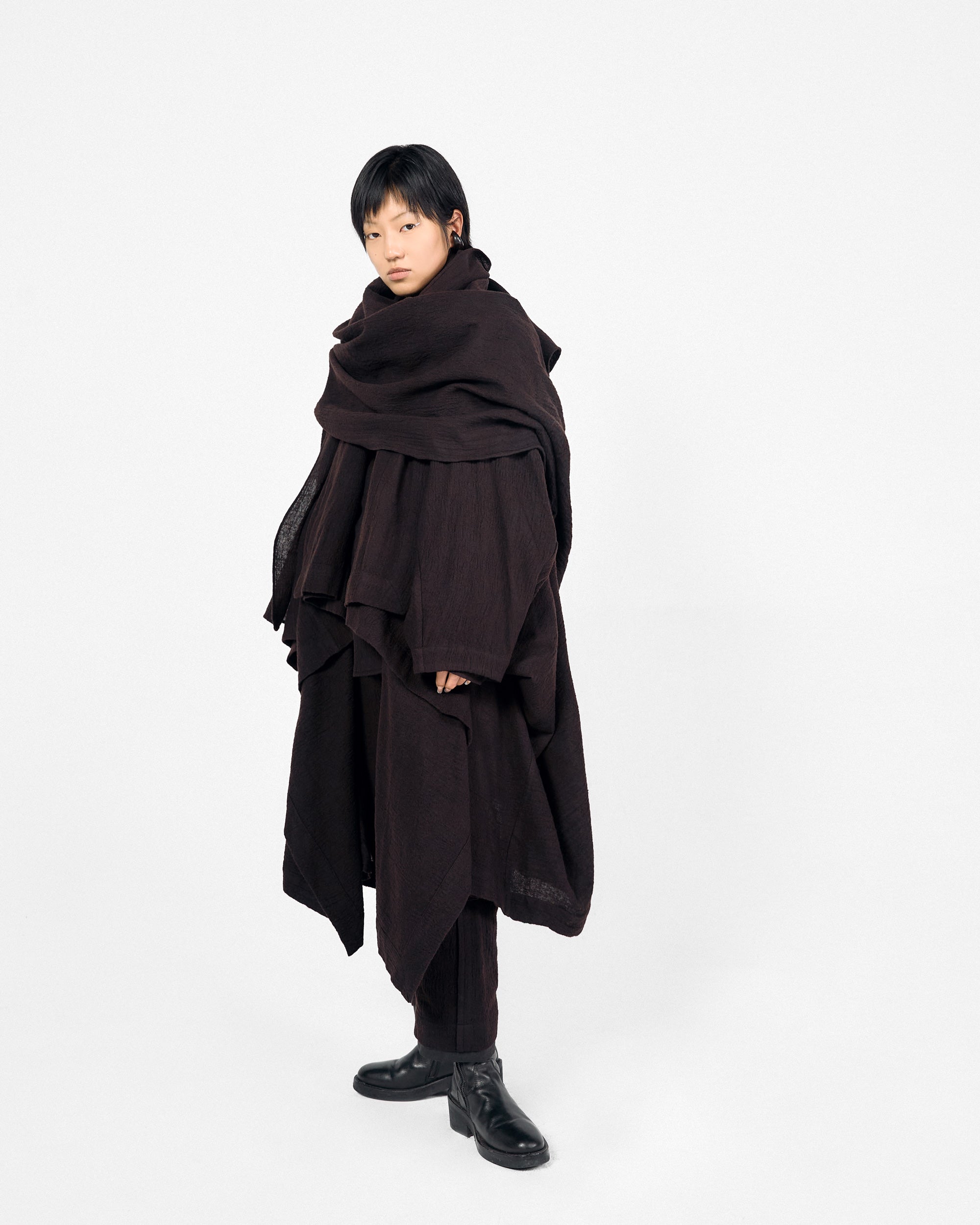 ROSEN Feiya Shawl in Wool Cotton Gauze