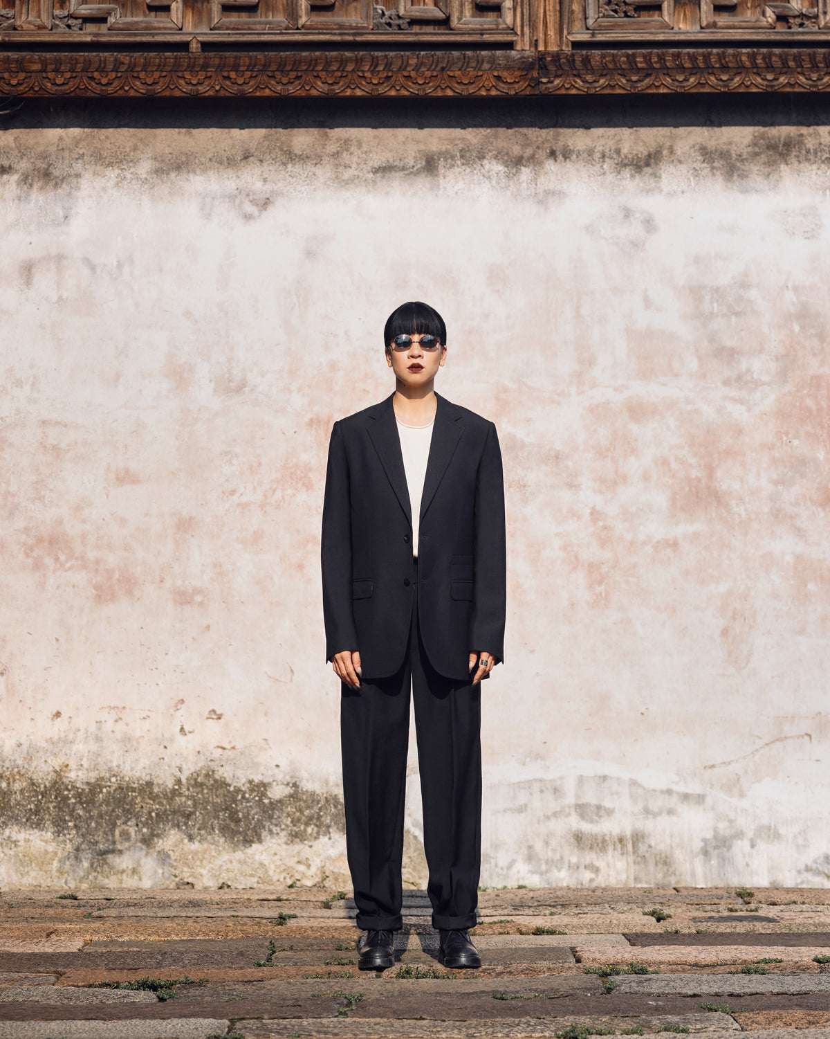 ROSEN Medici Suit Trousers in Wool Gabardine
