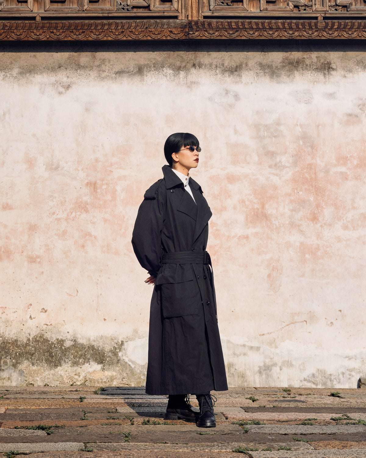 ROSEN Mésa Double-Breasted Coat in Cotton Canvas