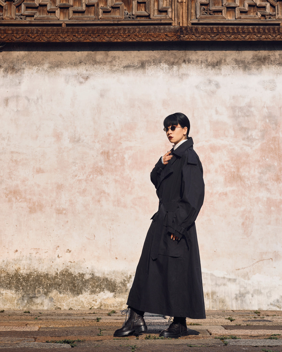 ROSEN Mésa Double-Breasted Coat in Cotton Canvas