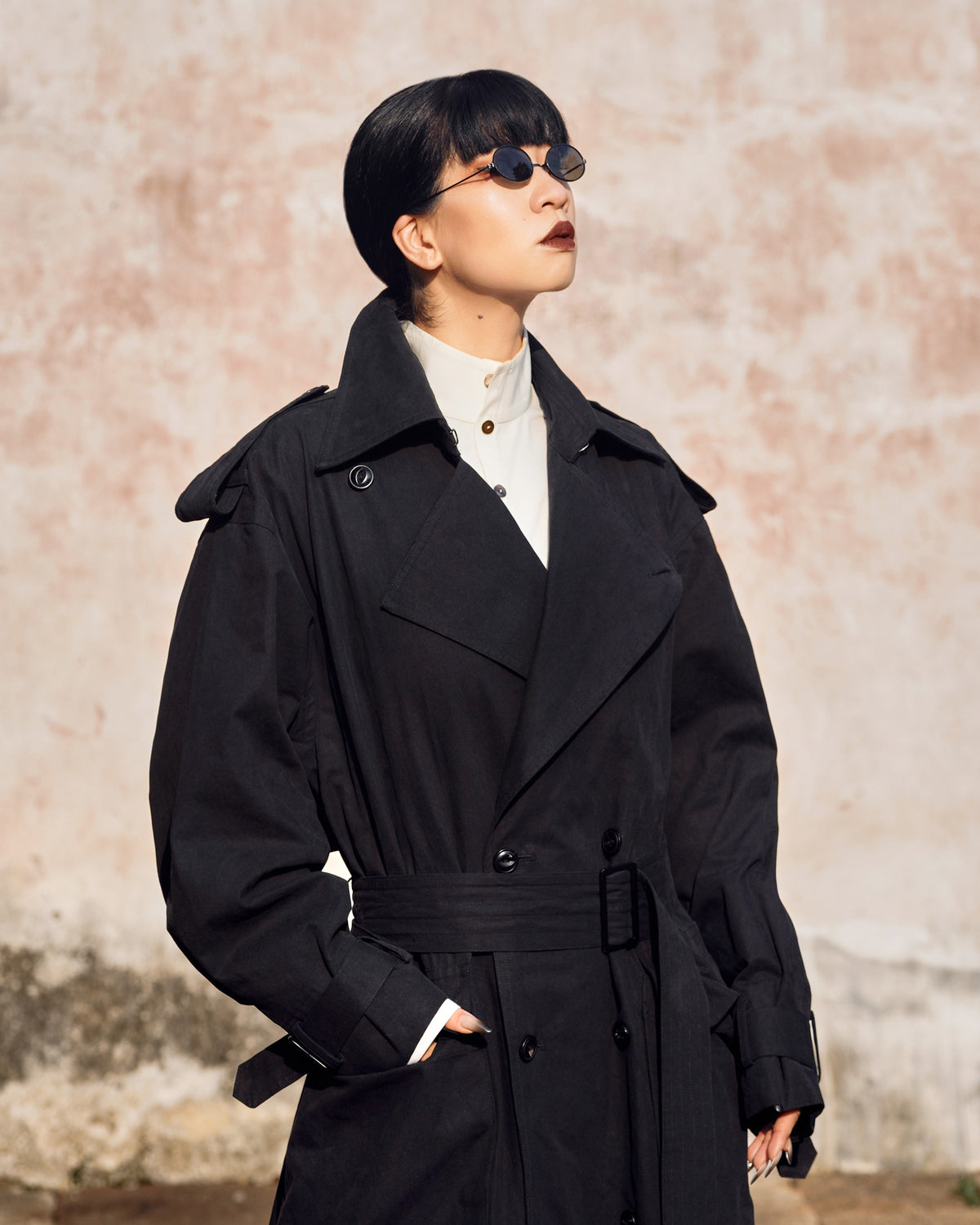 ROSEN Mésa Double-Breasted Coat in Cotton Canvas