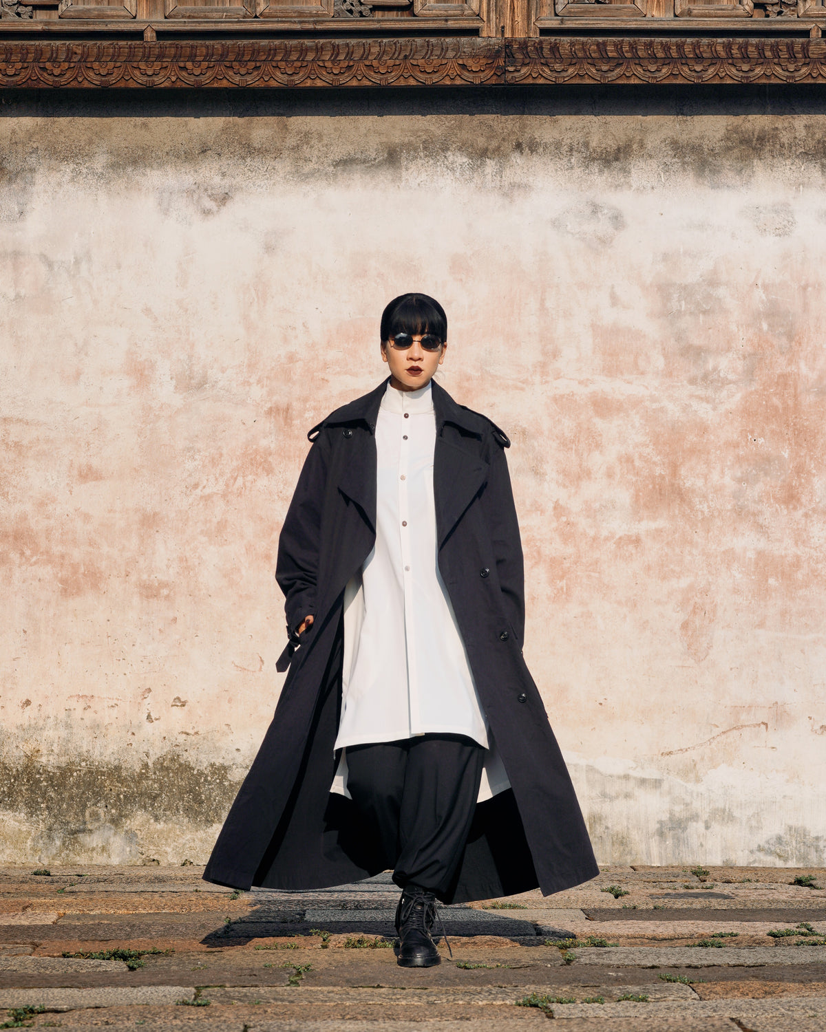 ROSEN Mésa Double-Breasted Coat in Cotton Canvas