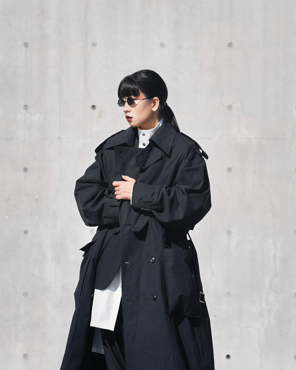 ROSEN Mésa Double-Breasted Coat in Cotton Canvas
