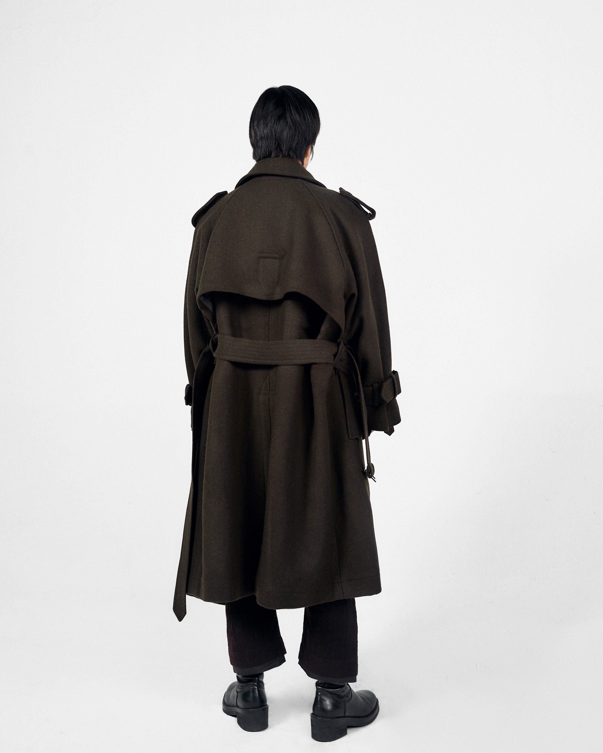 ROSEN Nara Trench Coat in Wool Melton