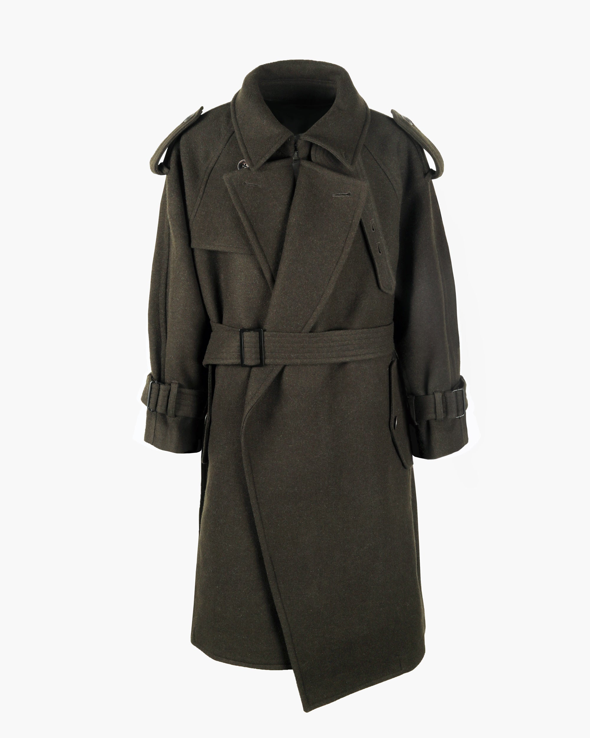 ROSEN Nara Trench Coat in Wool Melton
