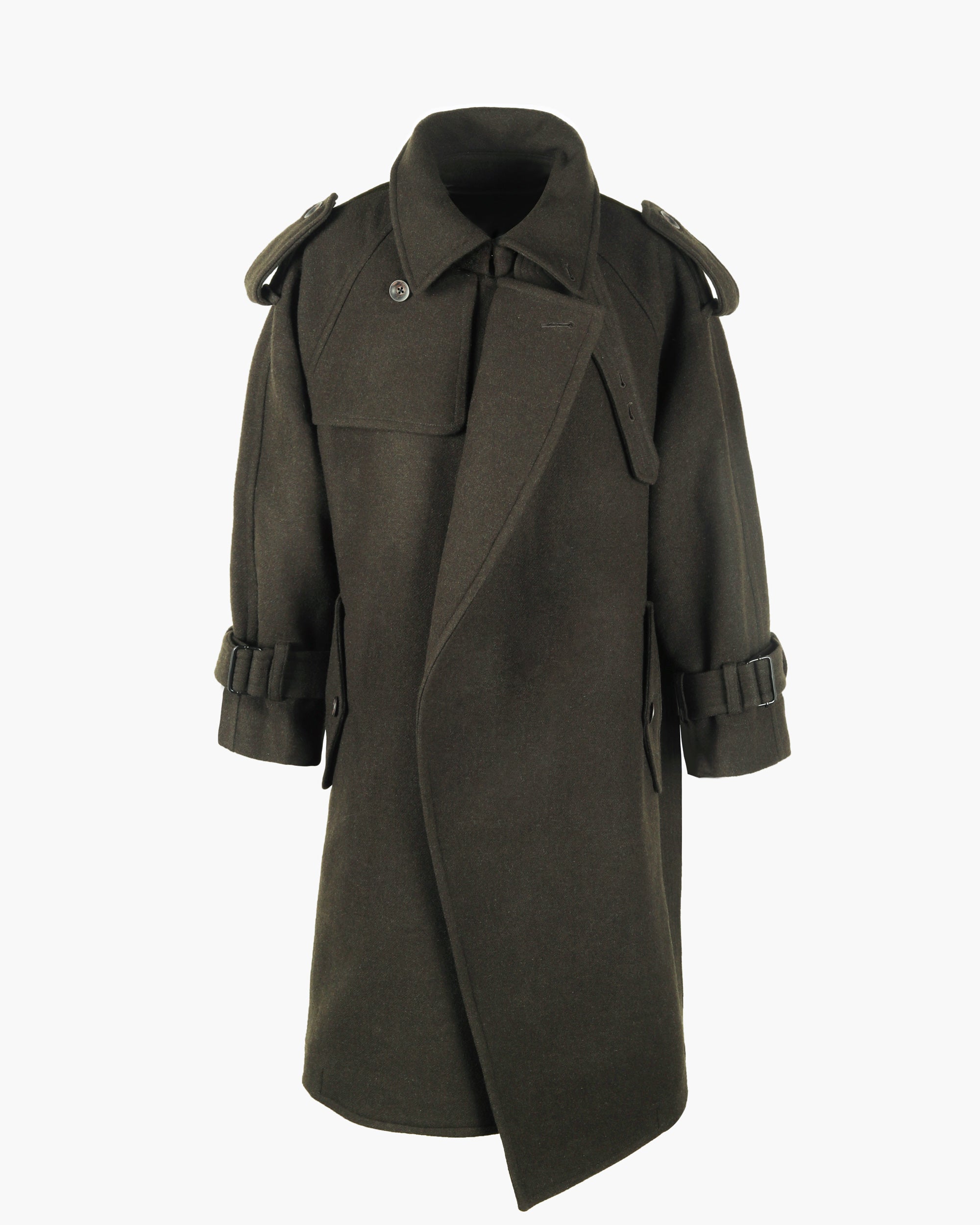 ROSEN Nara Trench Coat in Wool Melton