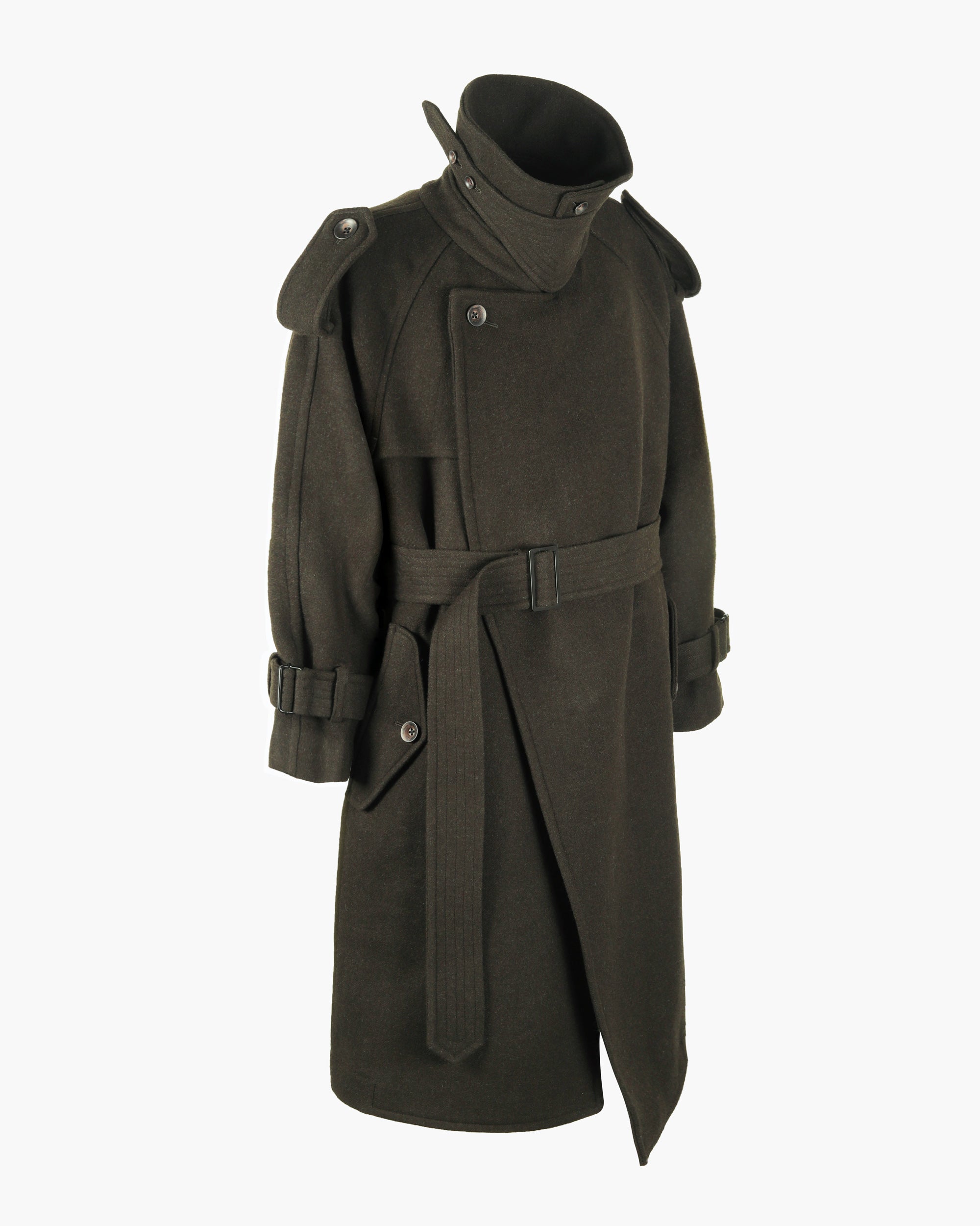 ROSEN Nara Trench Coat in Wool Melton
