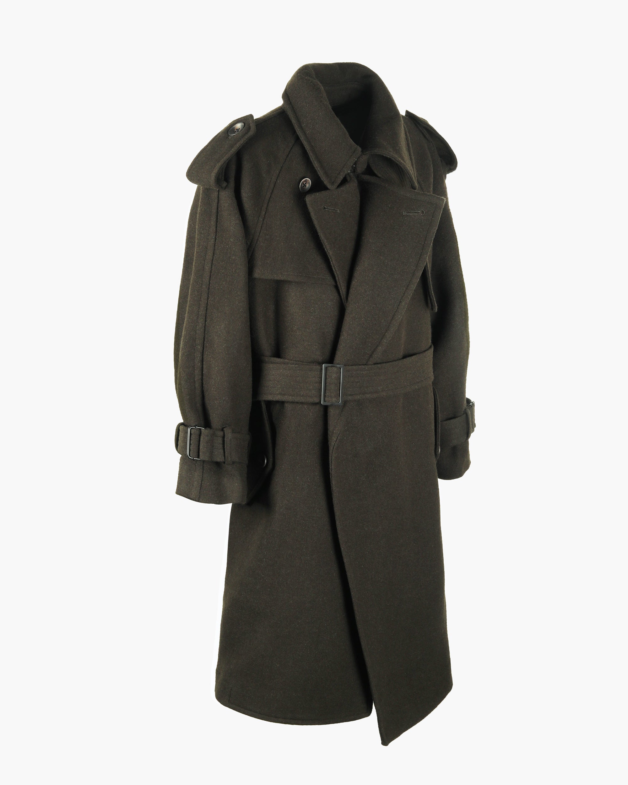 ROSEN Nara Trench Coat in Wool Melton