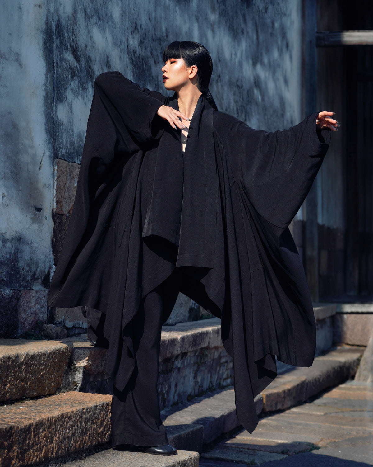 ROSEN O-Ren Coat in Silk-Wool Faille