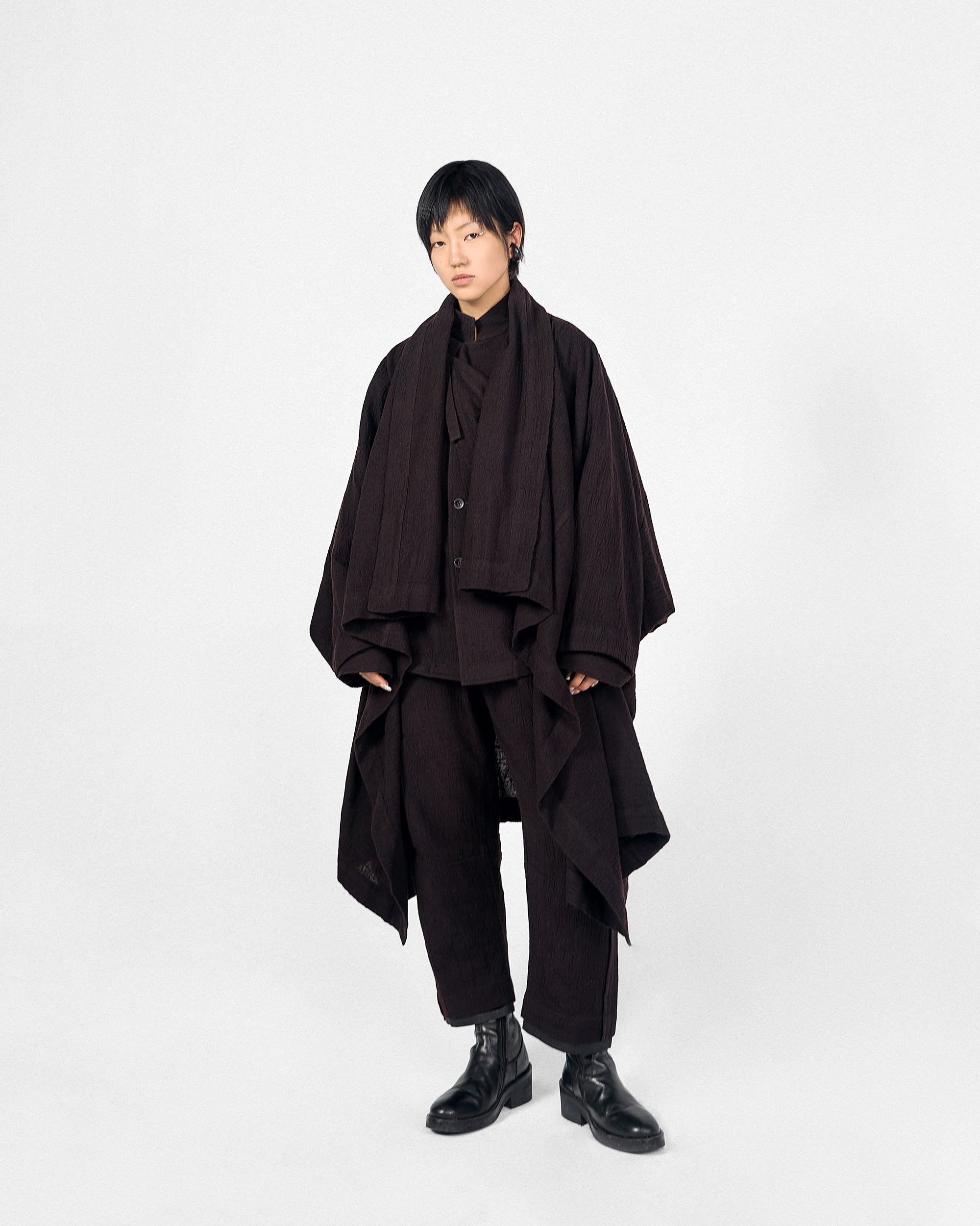 ROSEN O-Ren Coat in Wool-Cotton Gauze