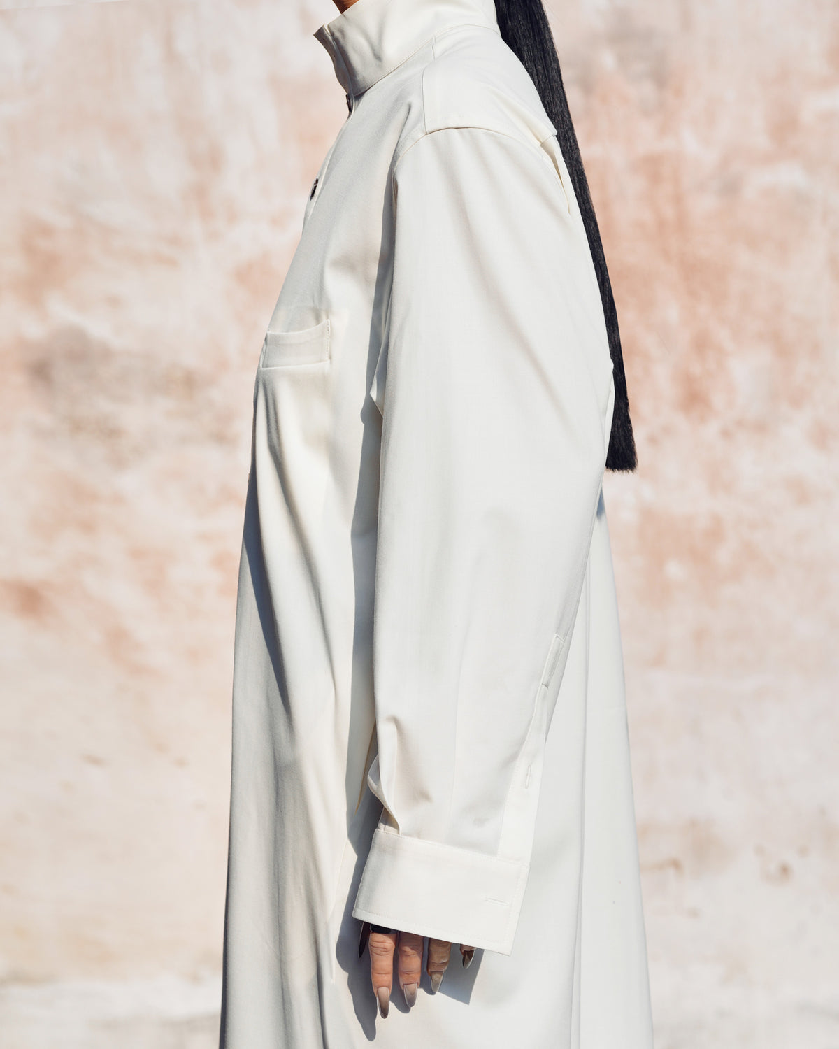 ROSEN Planck Tunic Shirt in Wool Twill
