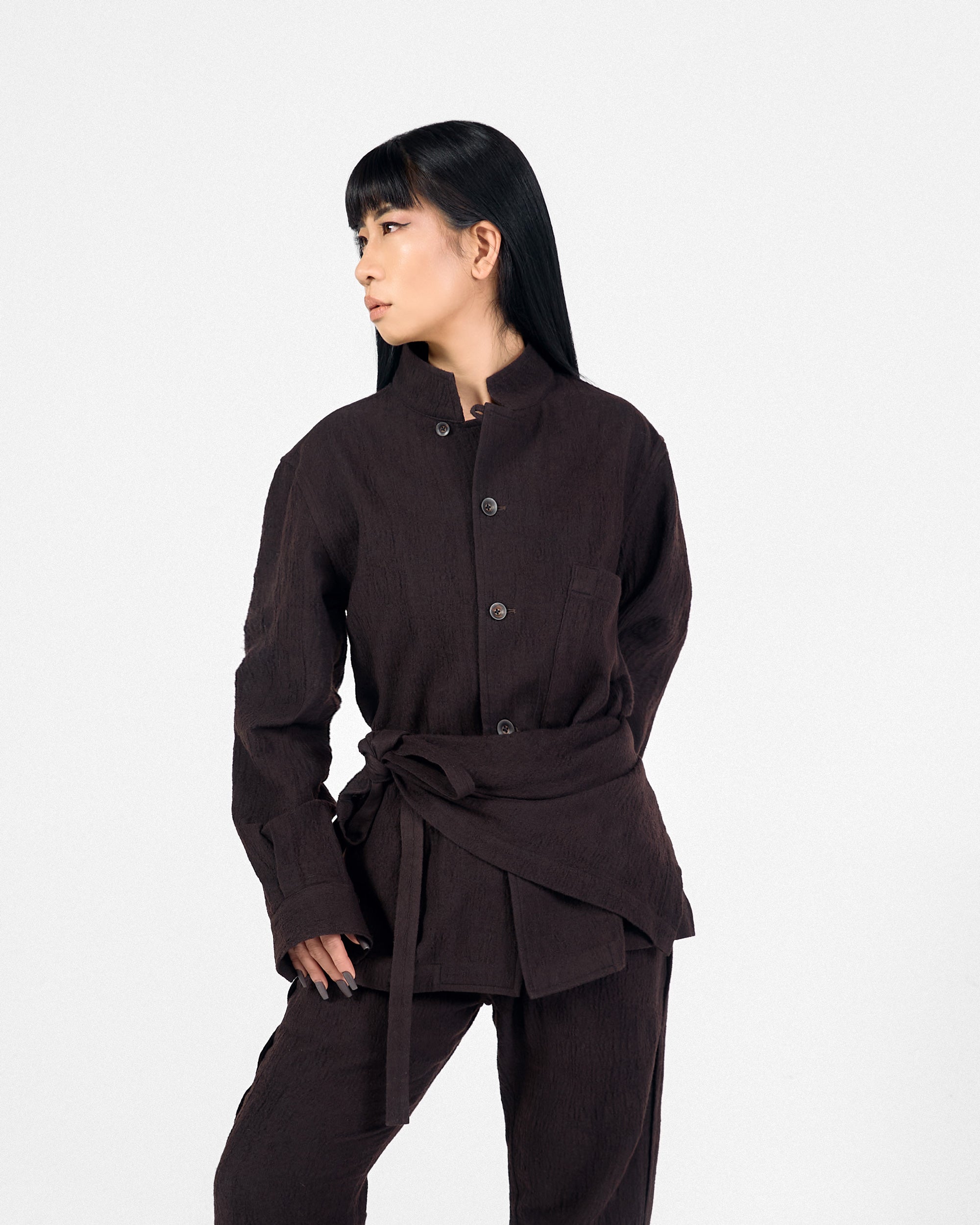 ROSEN Plato Shirt in Wool-Cotton Gauze