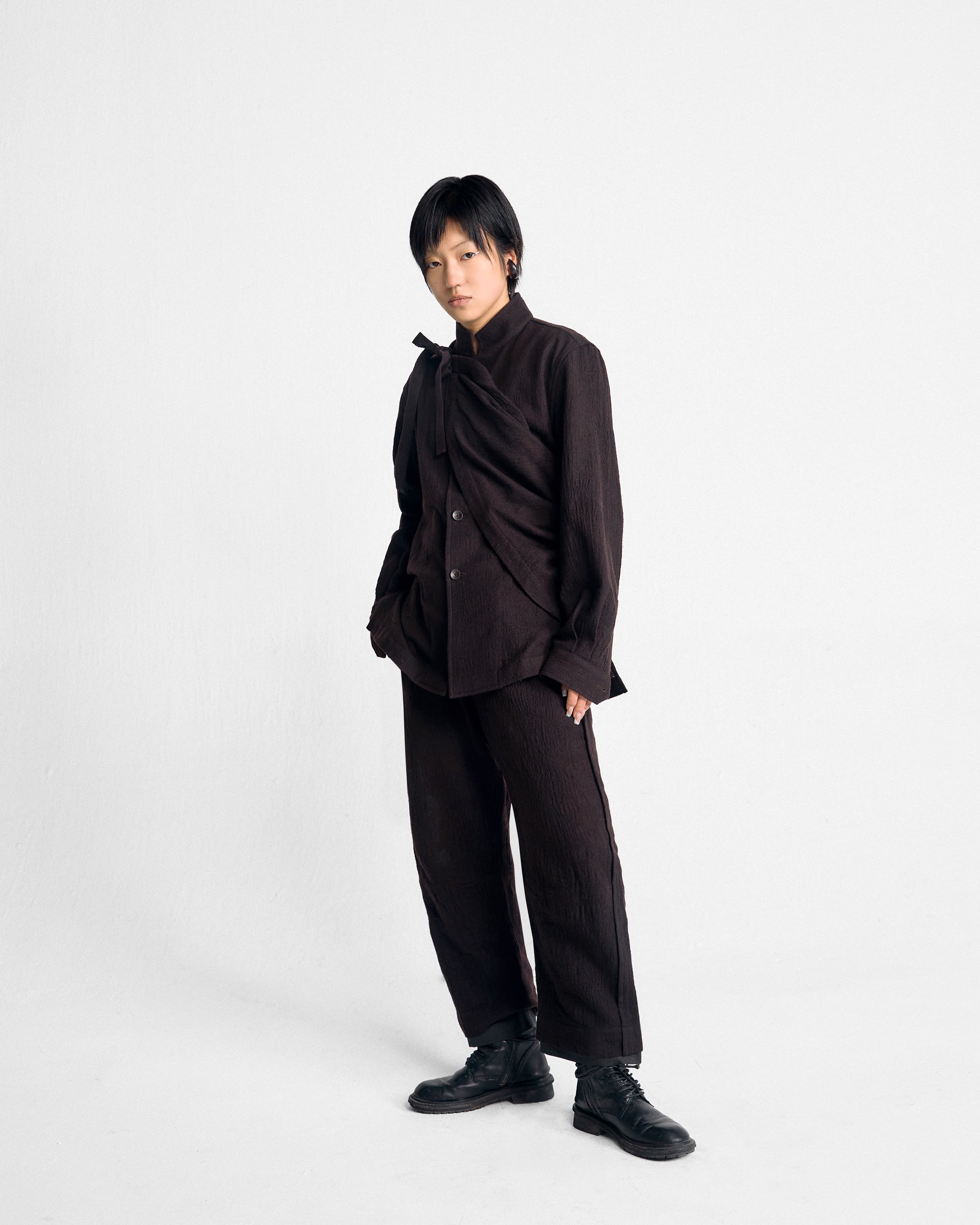 ROSEN Plato Suit in Wool-Cotton Gauze