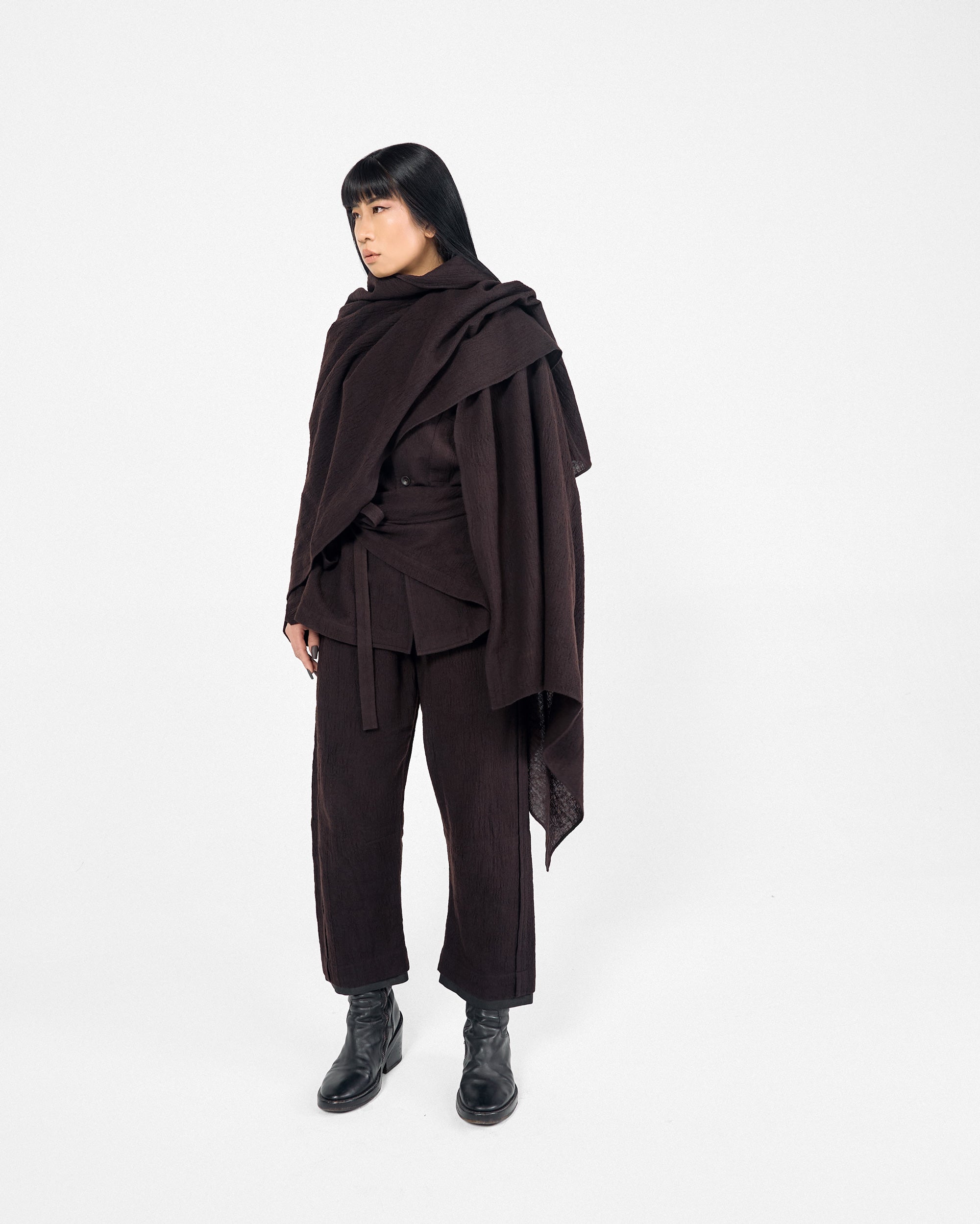 ROSEN Plato Trousers in Wool-Cotton Gauze