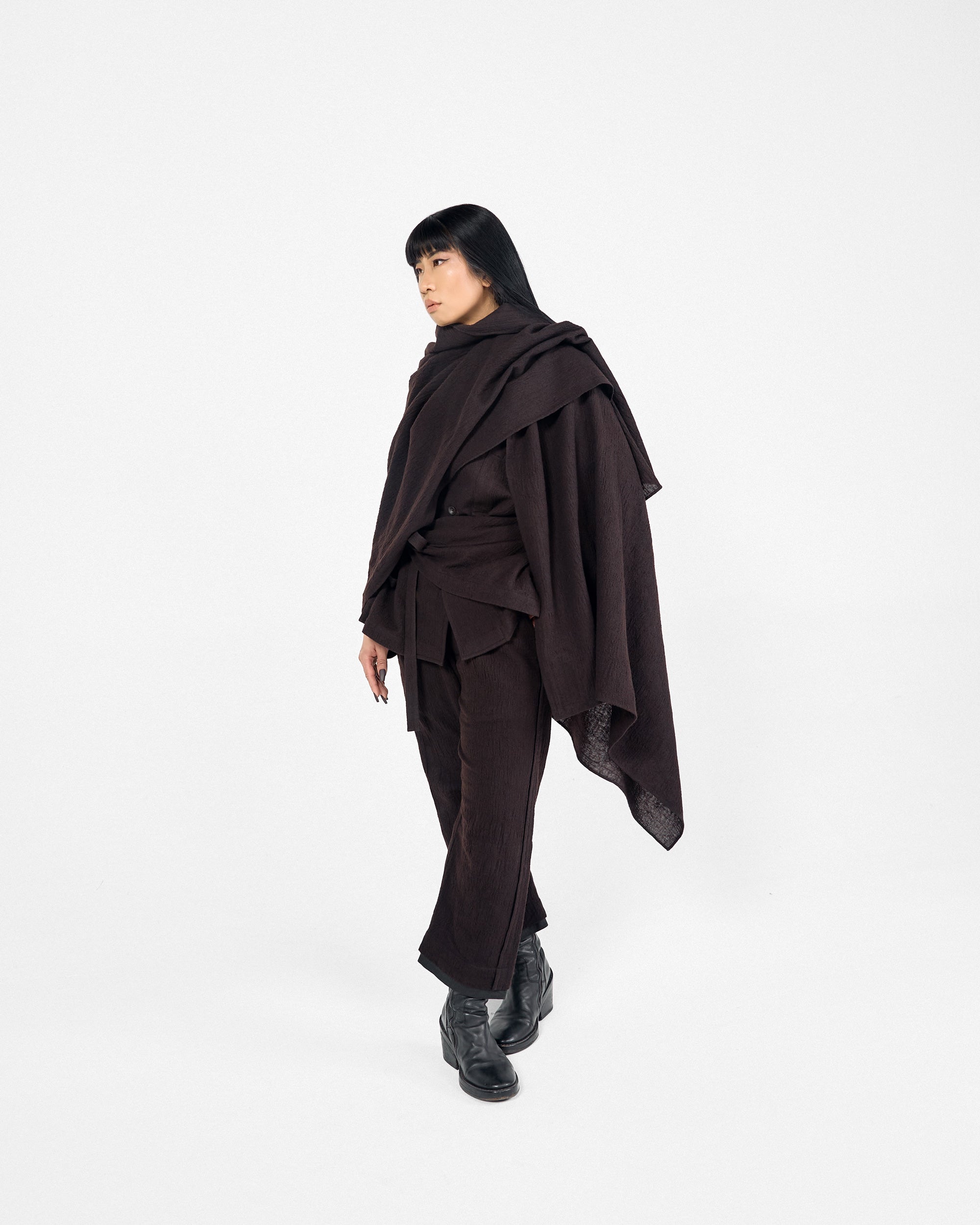 ROSEN Plato Trousers in Wool-Cotton Gauze
