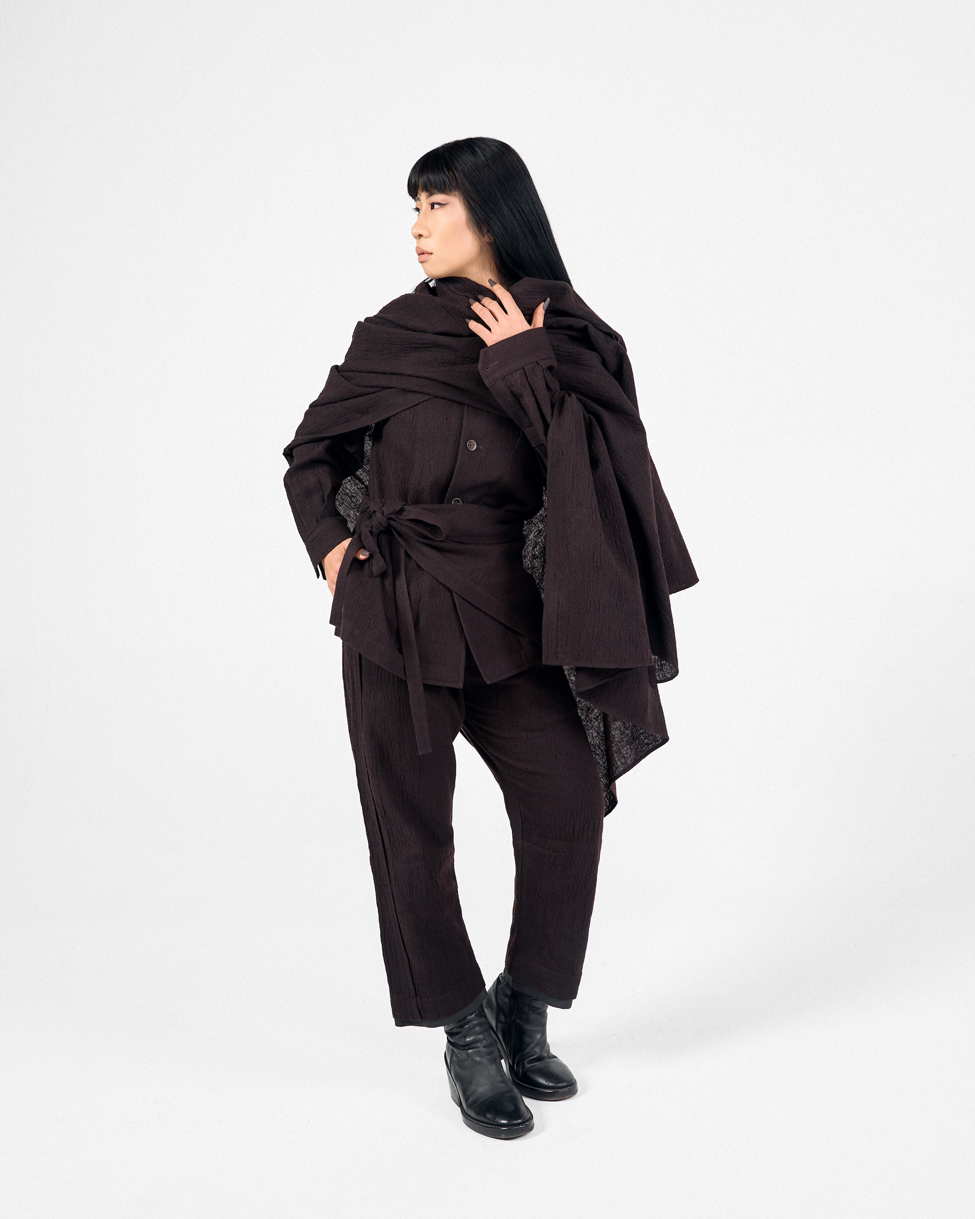 ROSEN Plato Trousers in Wool-Cotton Gauze