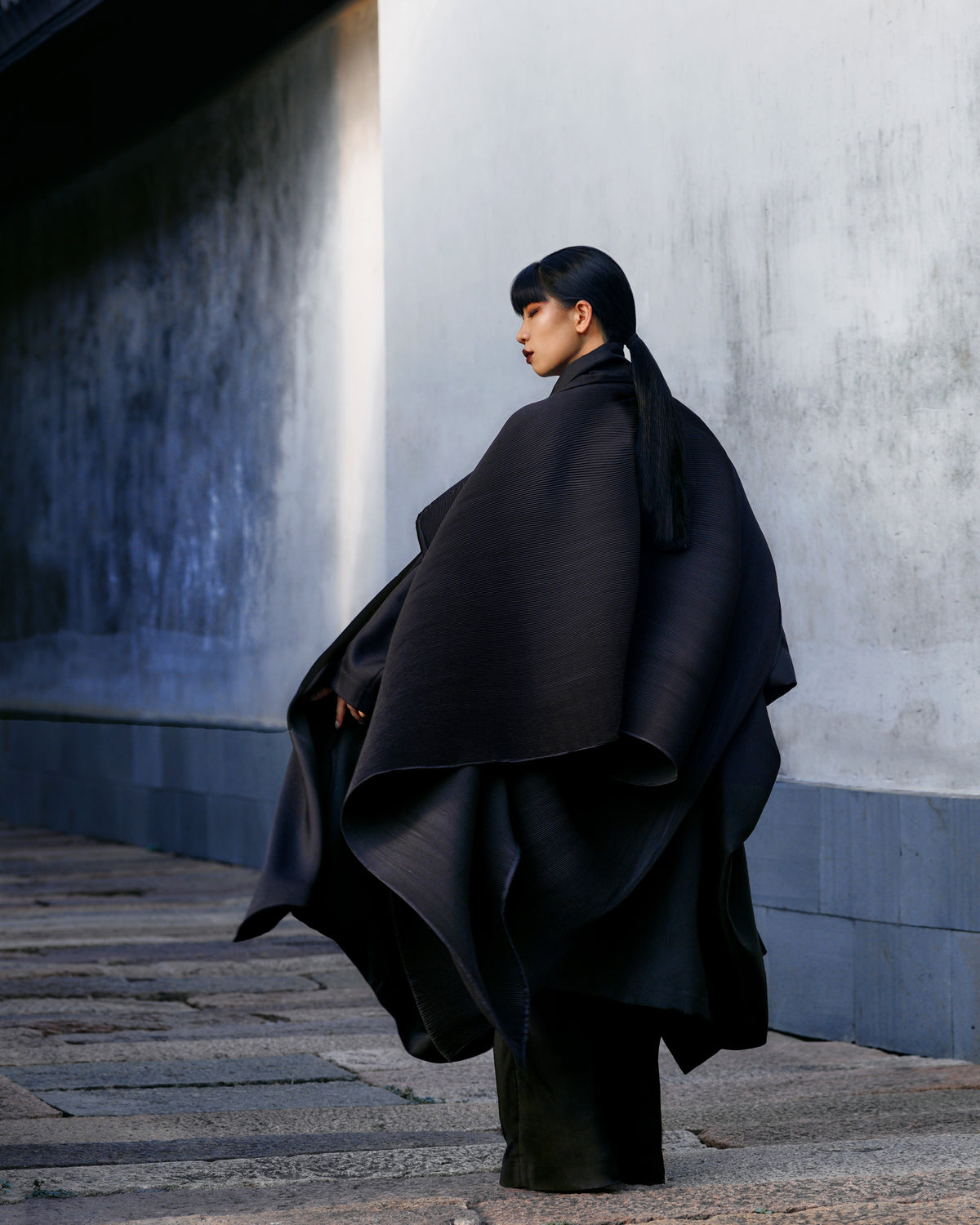 ROSEN Zhen Wrap Coat in Silk Wool