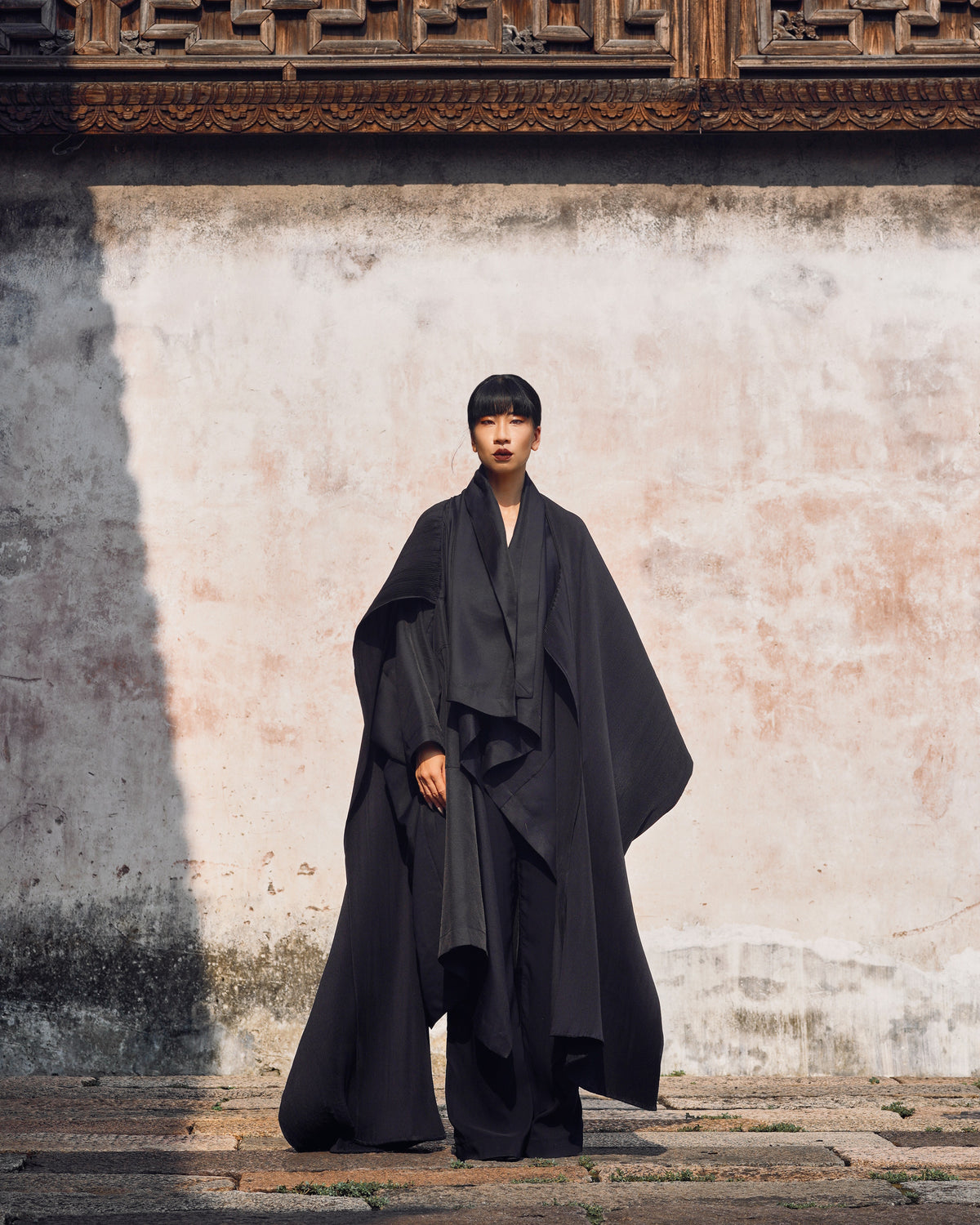 ROSEN Zhen Wrap Coat in Silk Wool