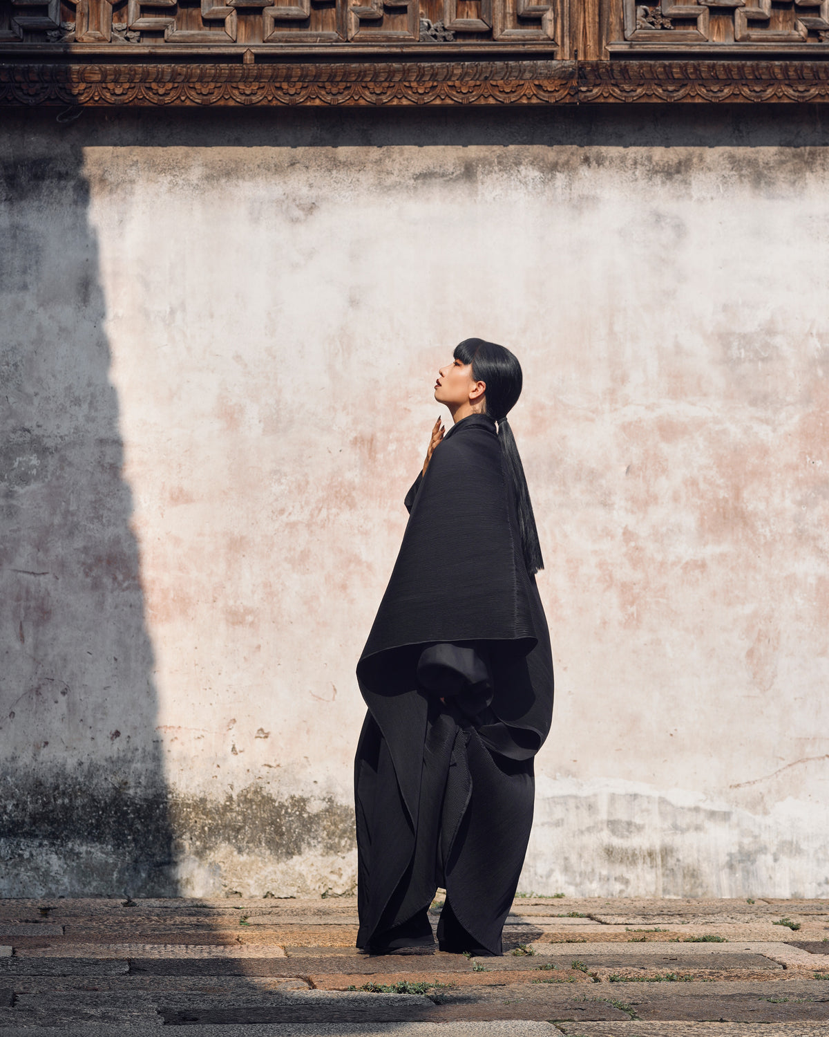 ROSEN Zhen Wrap Coat in Silk Wool