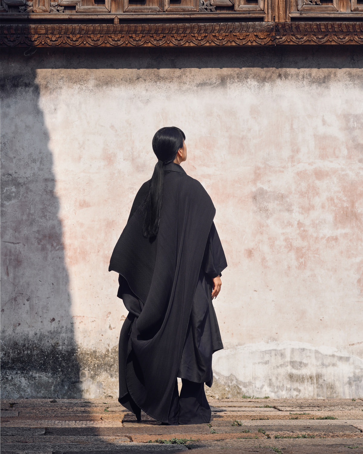 ROSEN Zhen Wrap Coat in Silk Wool