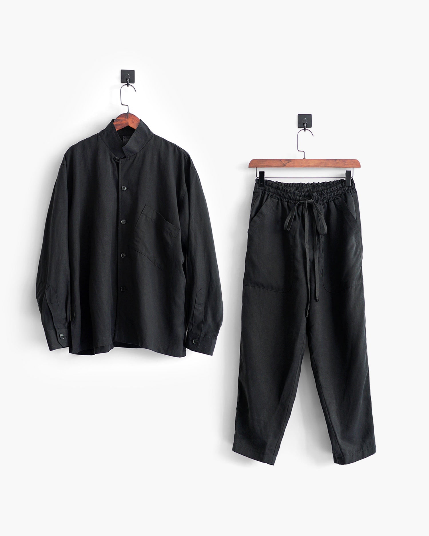 ROSEN-S Leisure Suit - Black Silk Linen