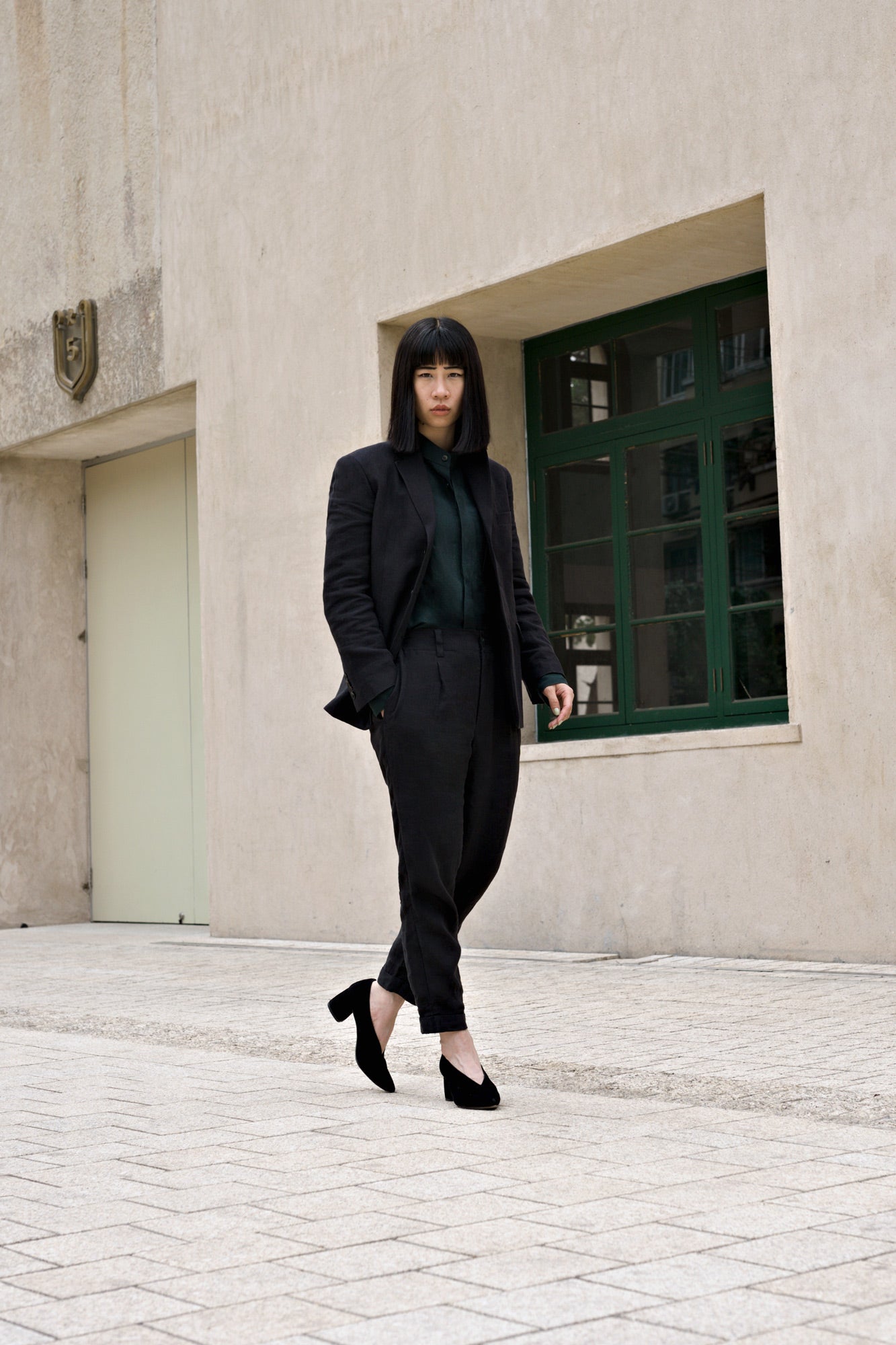 ROSEN-S Daily Suit Trousers - Black Linen