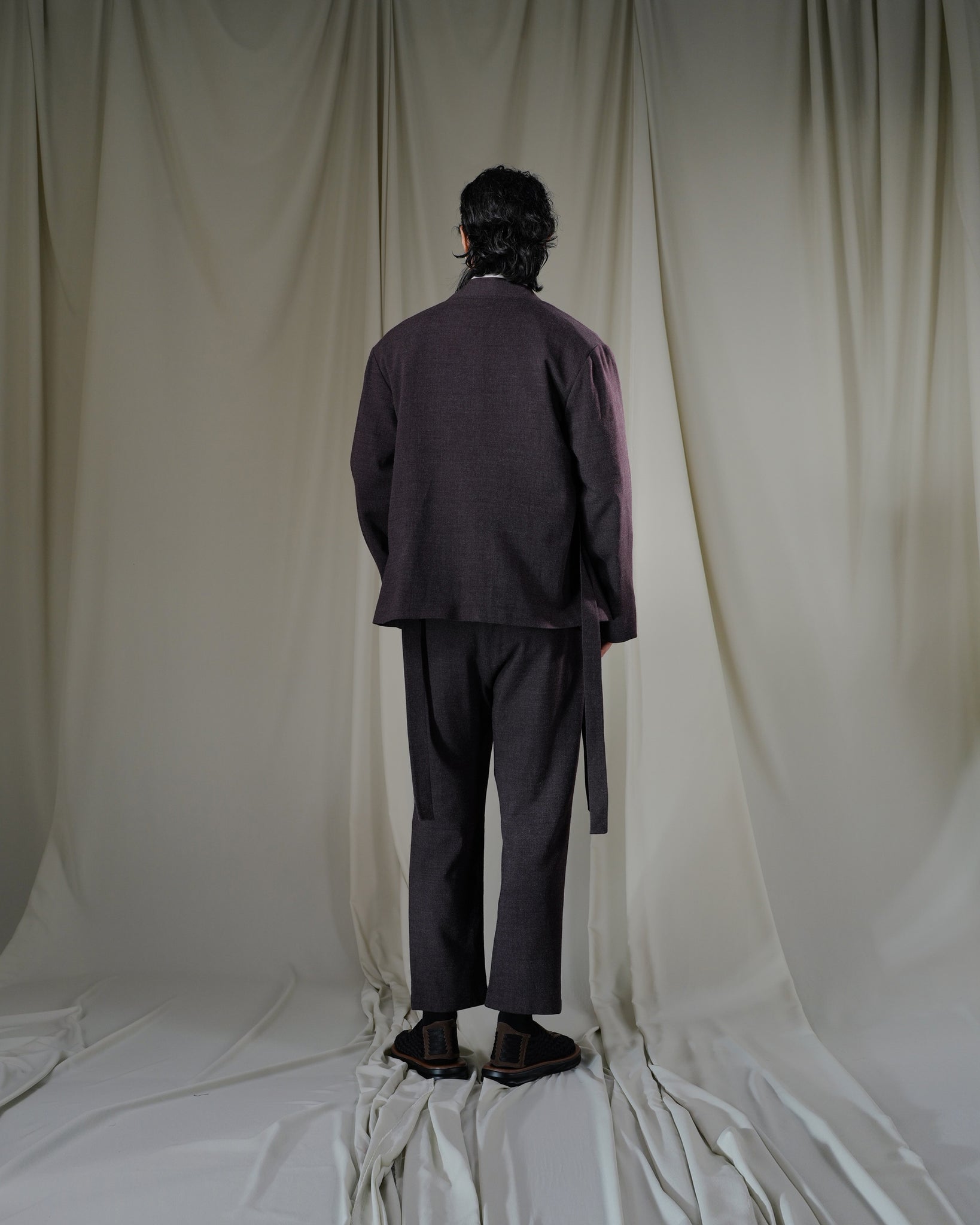 ROSEN Tsering Asymmetrical Suit in Wool Gauze