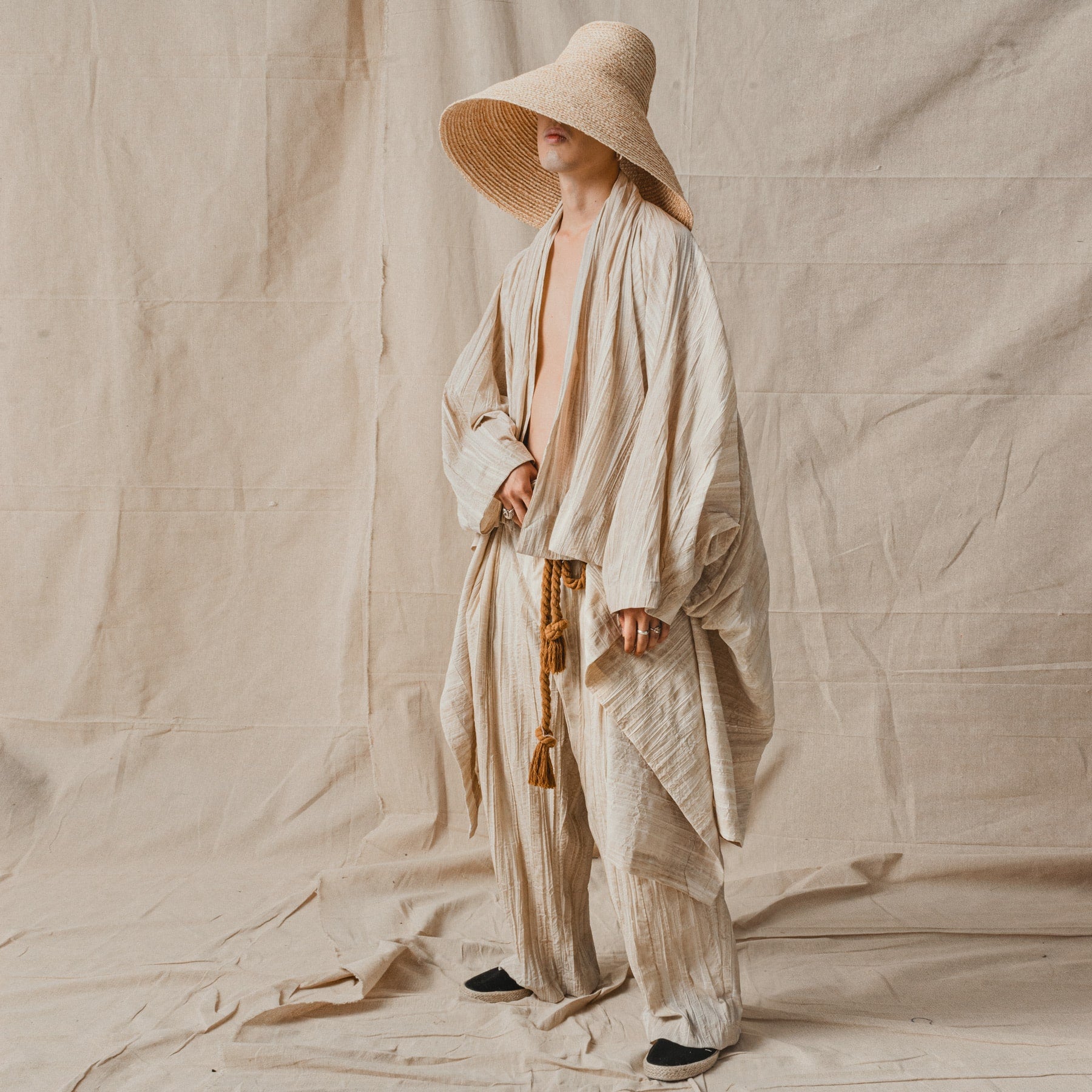 ROSEN O-Ren Coat in Pleated Cotton