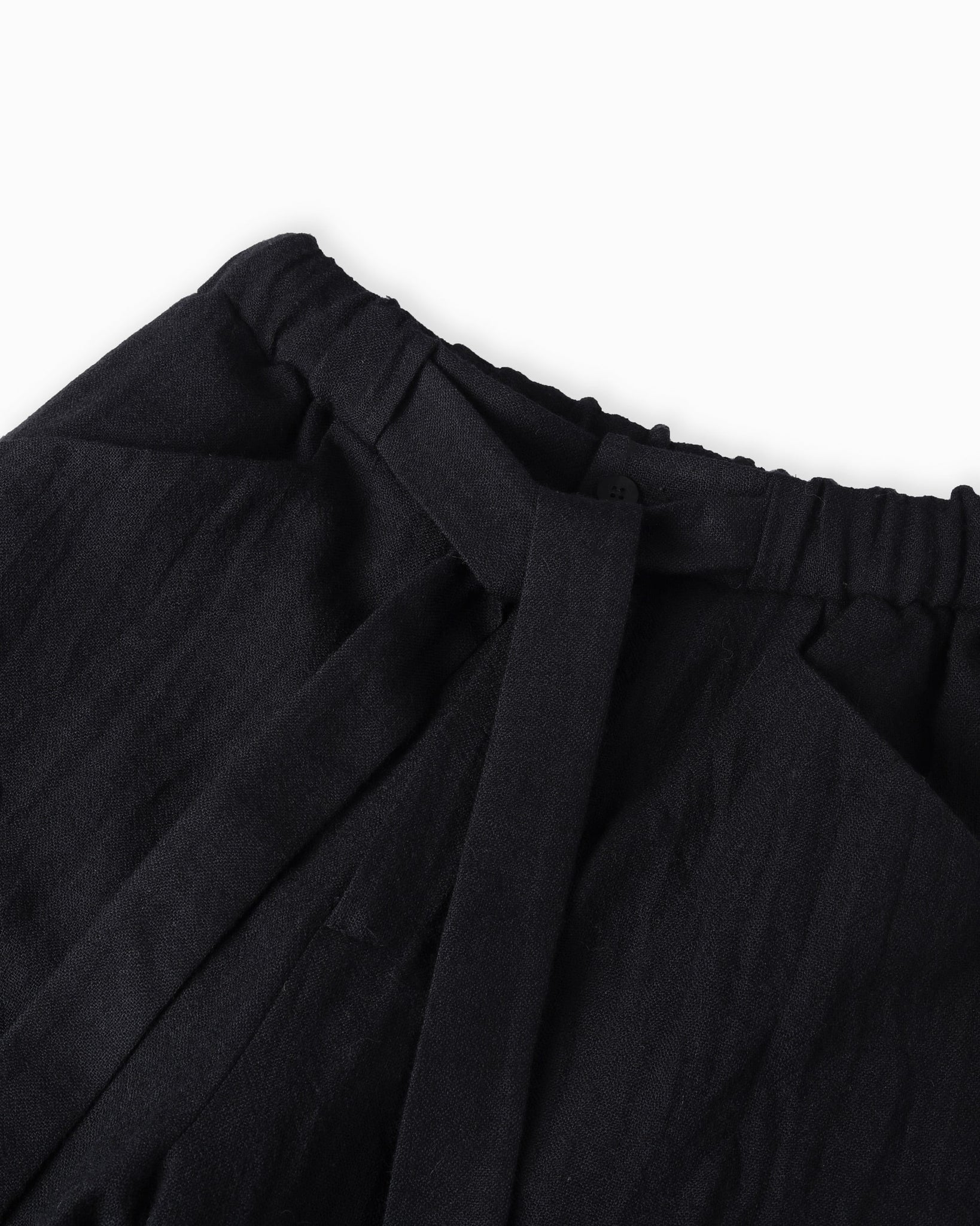 ROSEN Tsering Asymmetrical Suit Trousers in Wool Linen Gauze