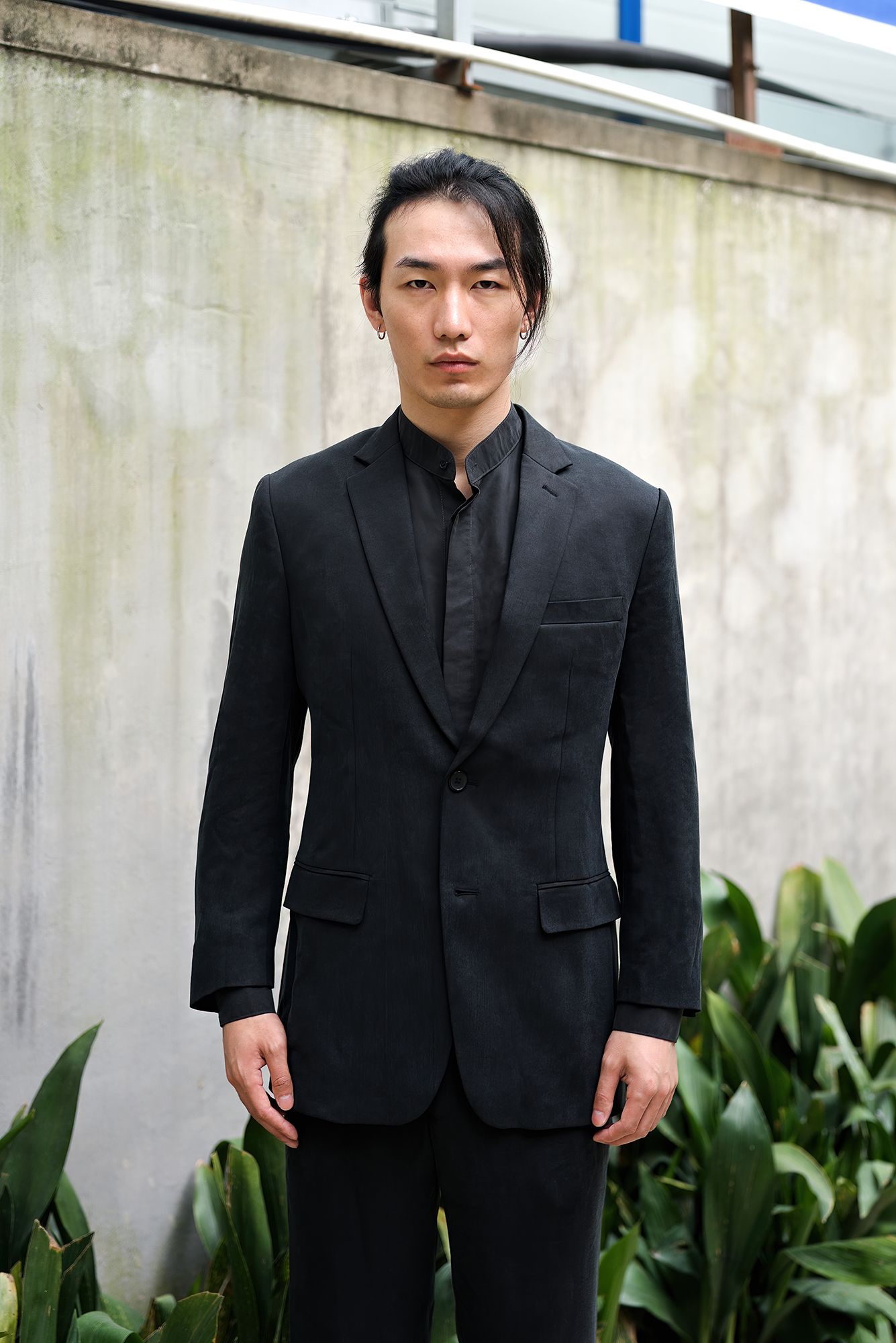ROSEN-S Professional Suit Jacket - Dark Grey Silk Linen