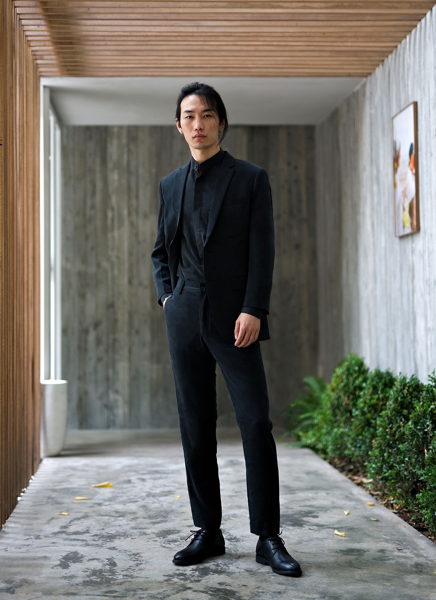 ROSEN-S Professional Suit Trousers - Dark Grey Silk Linen