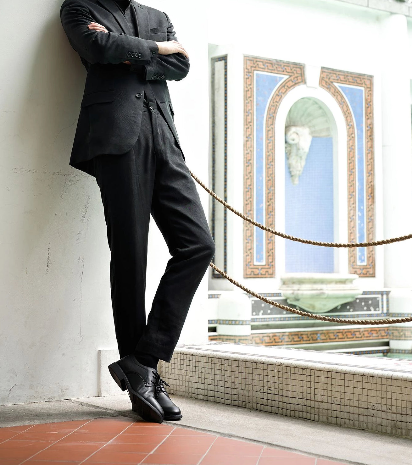 ROSEN-S Professional Suit Trousers - Dark Grey Silk Linen